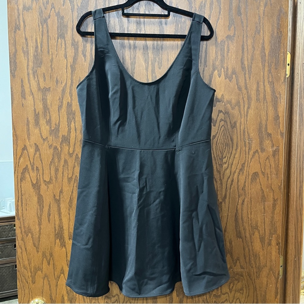 Black Sleeveless Fit And Flare Mini Dress Sz L H&M